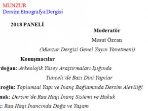 Munzur Dersim Etnografya Dergisi 13 Ocak’ta panel düzenleyecek