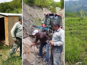 Köy yolunu kendi çabalarıyla açıyorlar