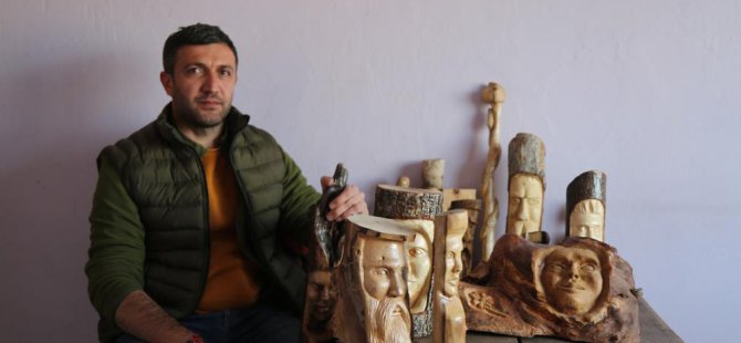 Sobada yakacağı odunla sanat öğrendi, çeşit çeşit ürün ortaya çıkardı
