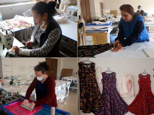 Ovacık Kadın Kooperatifi tekstil atölyesinde elbise üretimi başladı