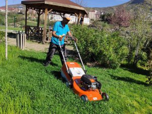 Park bahçe ekiplerinden ağaç budama çalışması