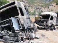 Karakola malzeme taşıyan 2 araç yakıldı