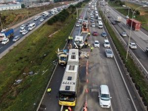 Tuzla TEM otoyolunda tır, arıza yapan İETT otobüsü ve yol bakım aracına çarptı: 2 ölü
